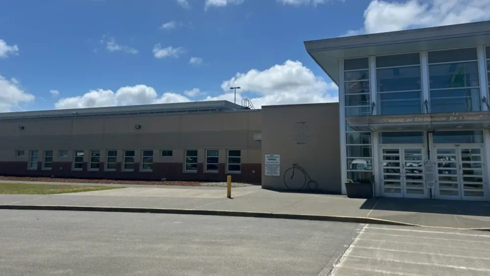Outside the Stafford Creek Corrections Center in Aberdeen, Wash., on Thursday, May 29, 2025, where a new juvenile detention center called Harbor Heights will soon open. (Photo by Jake Goldstein-Street/Washington State Standard)