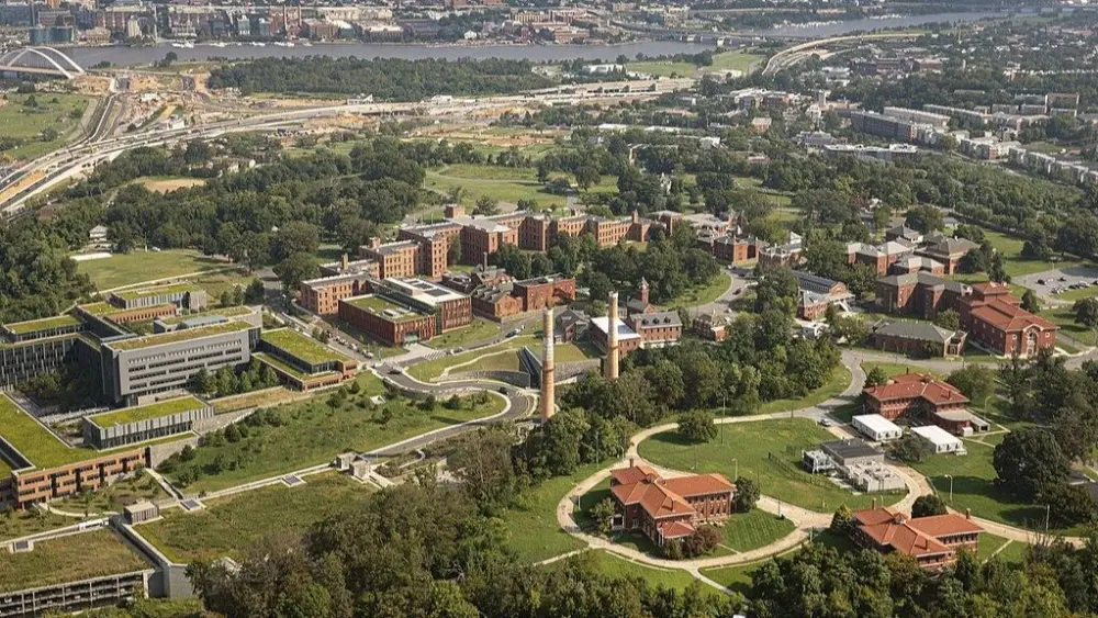 An aerial view of the U.S. Department of Homeland Security Headquarters, St. Elizabeths West Campus, in Washington, D.C., September 8, 2021.CBP photo by Glenn Fawcett