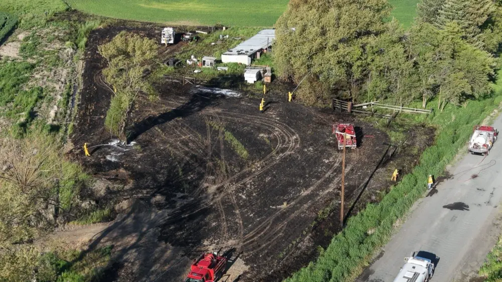 Whitman County Fire District 4 drone image of fire on Estes Road.