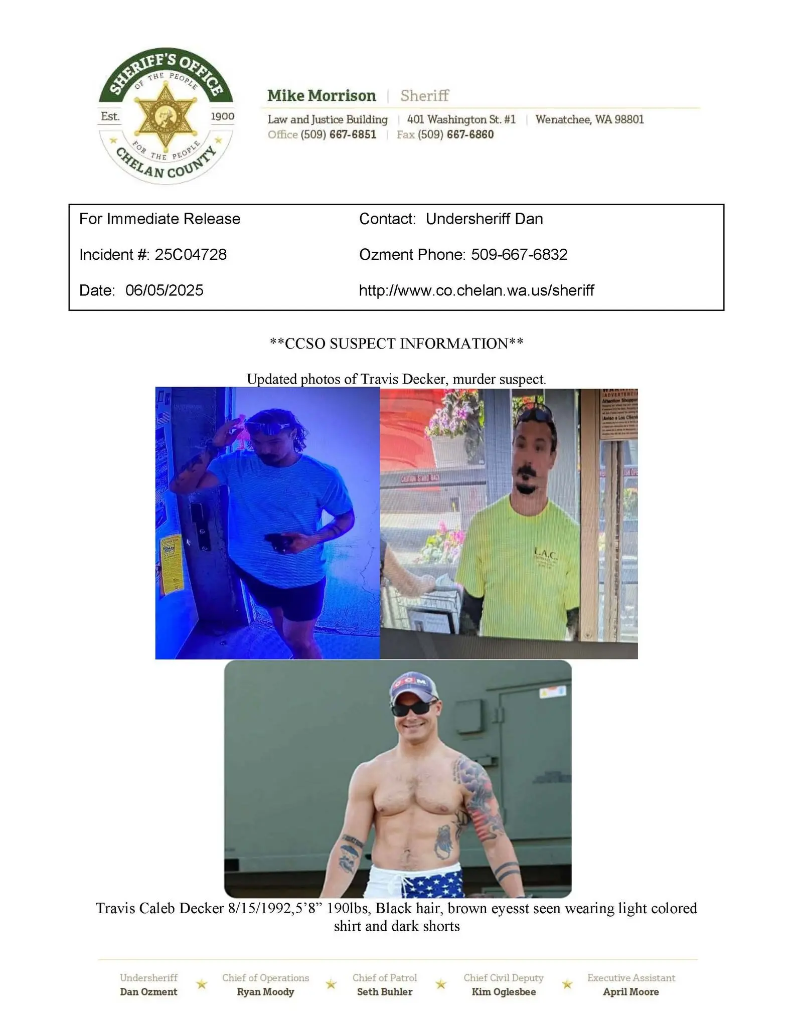 Travis Decker - Chelan County Sheriff's Office