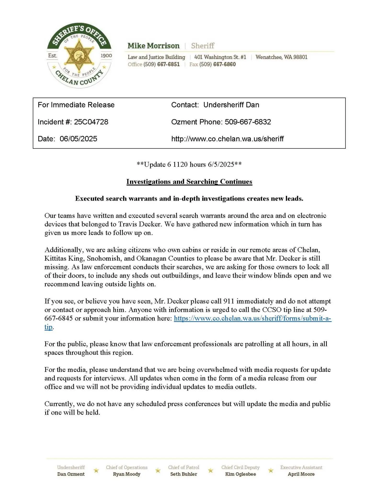 Travis Decker - Chelan County Sheriff's Office