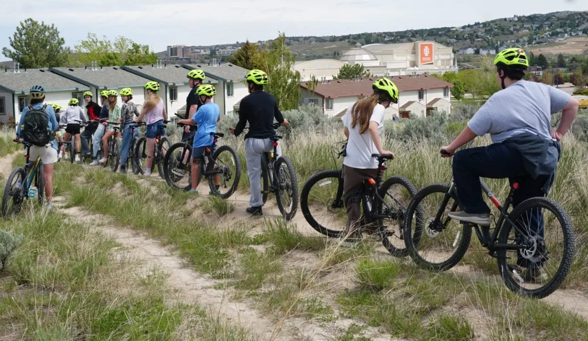 Franklin Middle School students riding their bikes during a R4F class. Carly Flandro / Idaho Education News