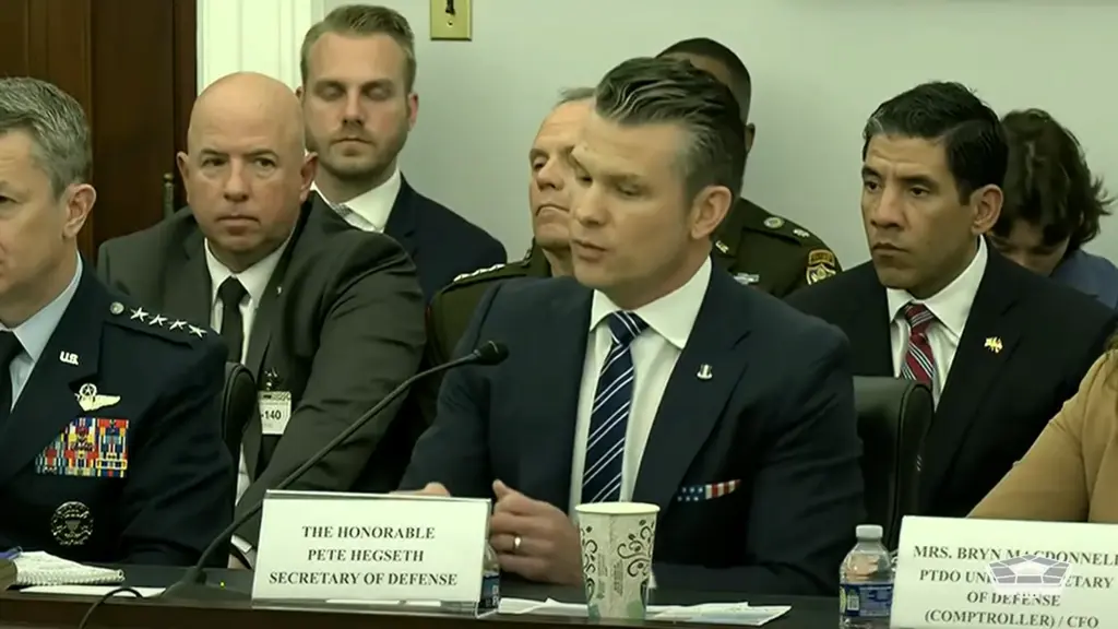 Defense Secretary Pete Hegseth and Chairman of the Joint Chiefs of Staff Air Force Gen. Dan Caine provide testimony at a House Appropriations Committee oversight hearing on the Defense Department, June 10, 2025.