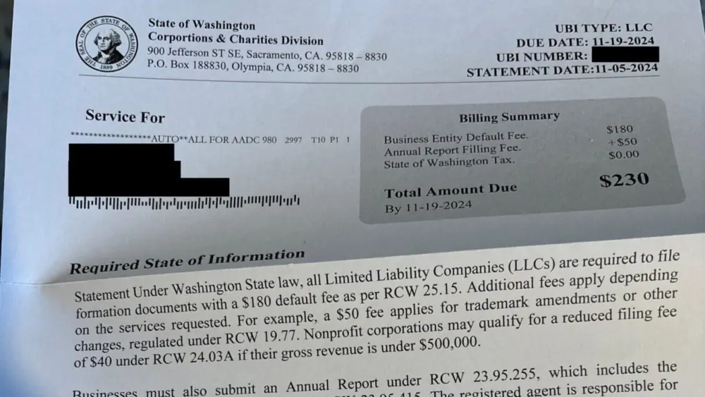 A fraudulent letter sent to a business owner. (Courtesy of attorney general office)