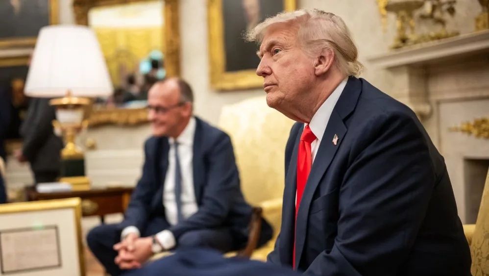 President Donald Trump holds a bilateral meeting with German Chancellor Friedrich Merz, Thursday, June 5, 2025, in the Oval Office. (Official White House Photo by Daniel Torok)