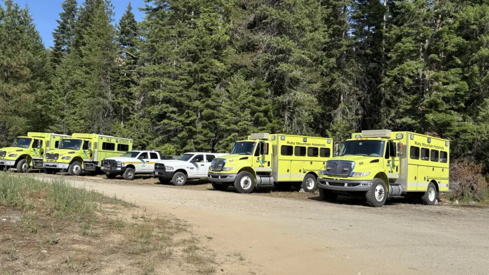 Four hotshot crews are staffing the Post Fire, including Ruby Mountain, Flathead, Cedar City, and Vale. Photo Credit: Kim Smolt, PIO