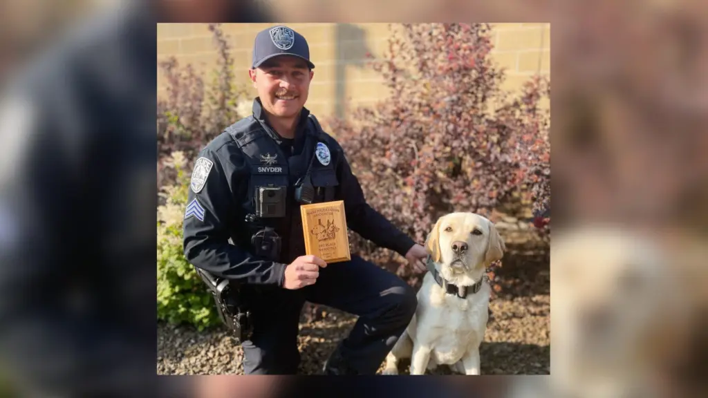 Moscow Police Department’s K9 Ragnar and his handler, Sgt. Snyder
