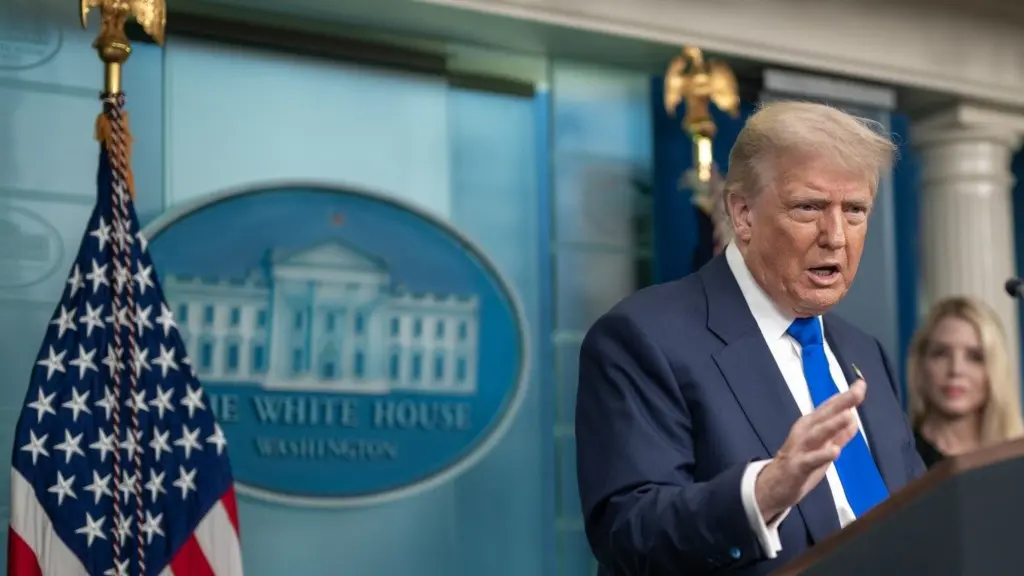 President Donald Trump holds a press conference with Attorney General Pam Bondi and Deputy Attorney General Todd Blanche in the James S. Brady Press Briefing Room on Friday, June 27, 2025. (Official White House Photo by Molly Riley)