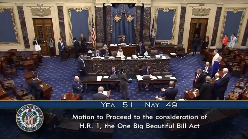 The U.S. Senate votes to advance the reconciliation package on June 28, 2025. (Screenshot from Senate webcast)