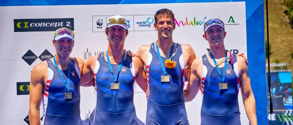 Team USA celebrates a third-place finish in the World Cup in Lucerne, Switzerland. (Photo courtesy of Cedar Cunningham)