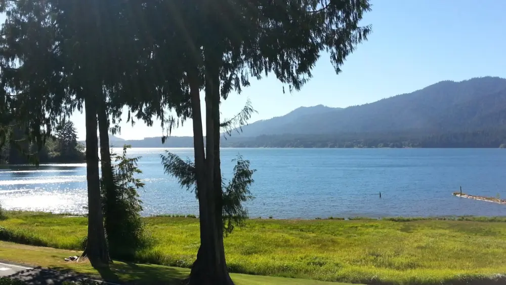 View of Lake Quinault from the South Shore Road on Washington State's Olympic Peninsula.