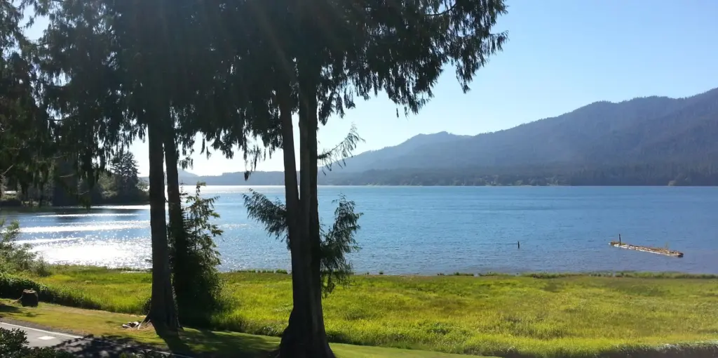 View of Lake Quinault from the South Shore Road on Washington State's Olympic Peninsula.