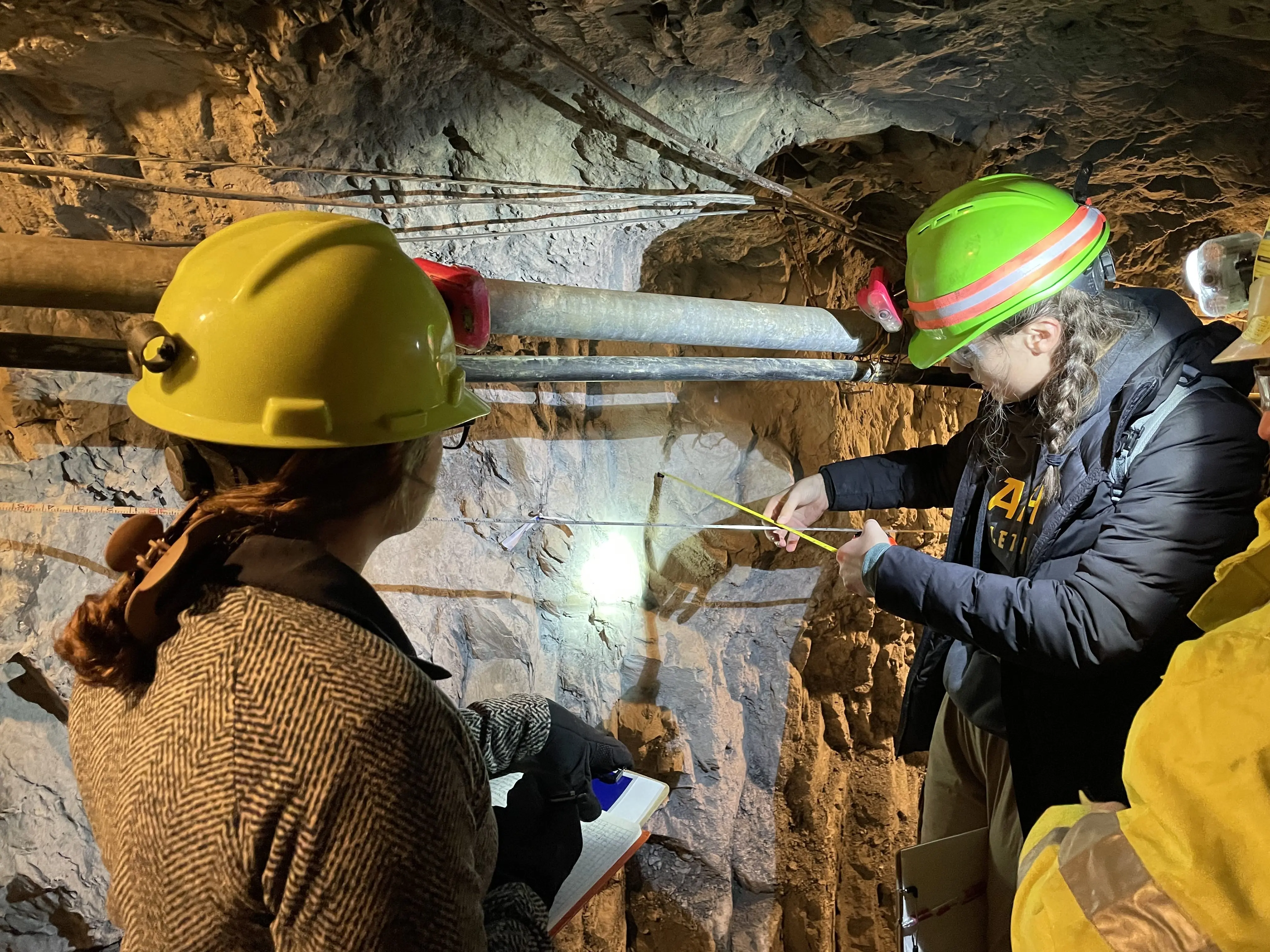 U of I geology students learn underground mine mapping in a Silver Valley mine.
