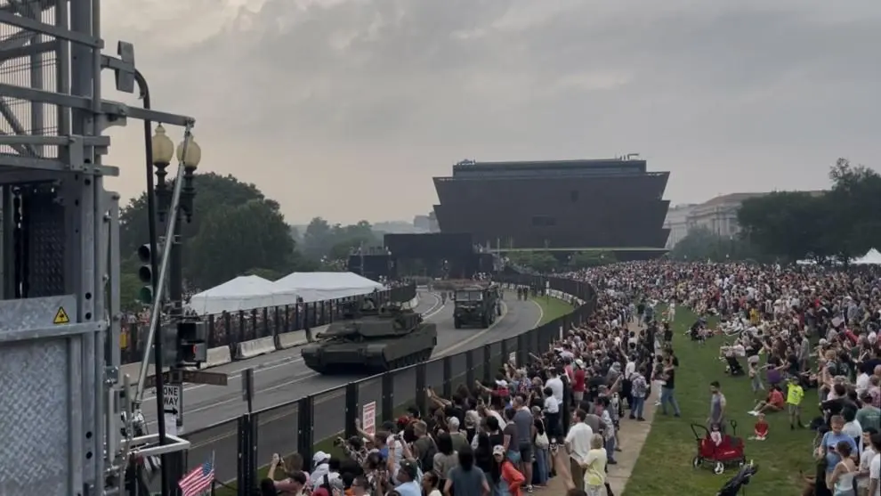 tanks and armored vehicles pass during the U.S. Army 250th Anniversary Parade on June 14, 2025. Caroline Boda | The Center Square