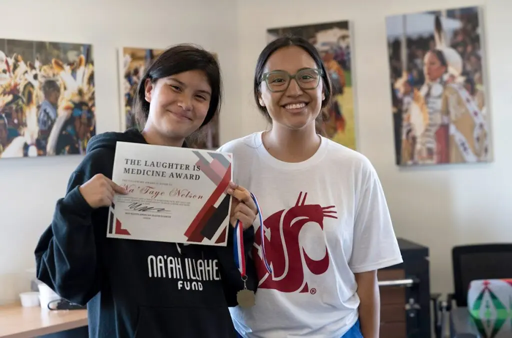 Native American high school students participating in the 2025 Na-ha-shnee STEAM Summer Institute on the Spokane campus of Washington State University.