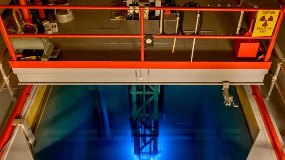 WSU’s 1-megawatt TRIGA research nuclear reactor at the Nuclear Science Center. (Photo by Dean Hare, WSU Photo Services)