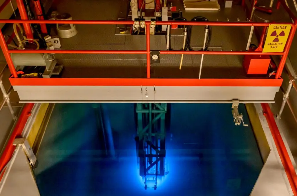 WSU’s 1-megawatt TRIGA research nuclear reactor at the Nuclear Science Center. (Photo by Dean Hare, WSU Photo Services)