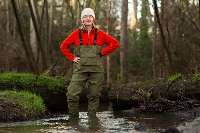 Jen McIntyre at Longfellow Creek. (Photo by Robert Hubner, WSU Photo Services)