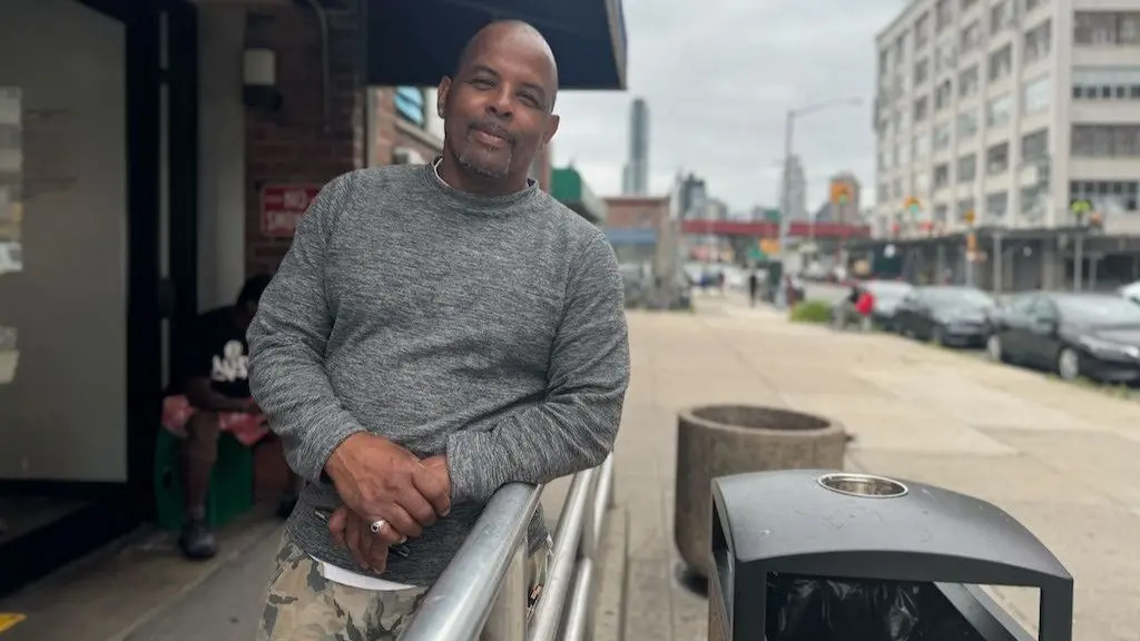 Darryl Chavis, 62, served in the U.S. Army for two years as a watercraft operator. He stands outside the Borden Avenue Veterans Residence, a short-term housing facility in the Long Island City neighborhood of Queens, N.Y., where he lives. Chavis relies on the Supplemental Nutrition Assistance Program (SNAP) and is worried about new work requirements for the program, commonly known as food stamps. (Photo by Shalina Chatlani/Stateline)