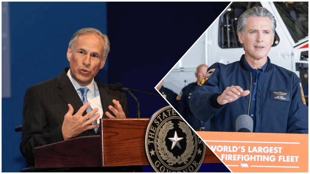 Photo Credit: Governor Gavin Newsom / CAL FIRE_Official Flickr & Governor Greg Abbott / Flickr