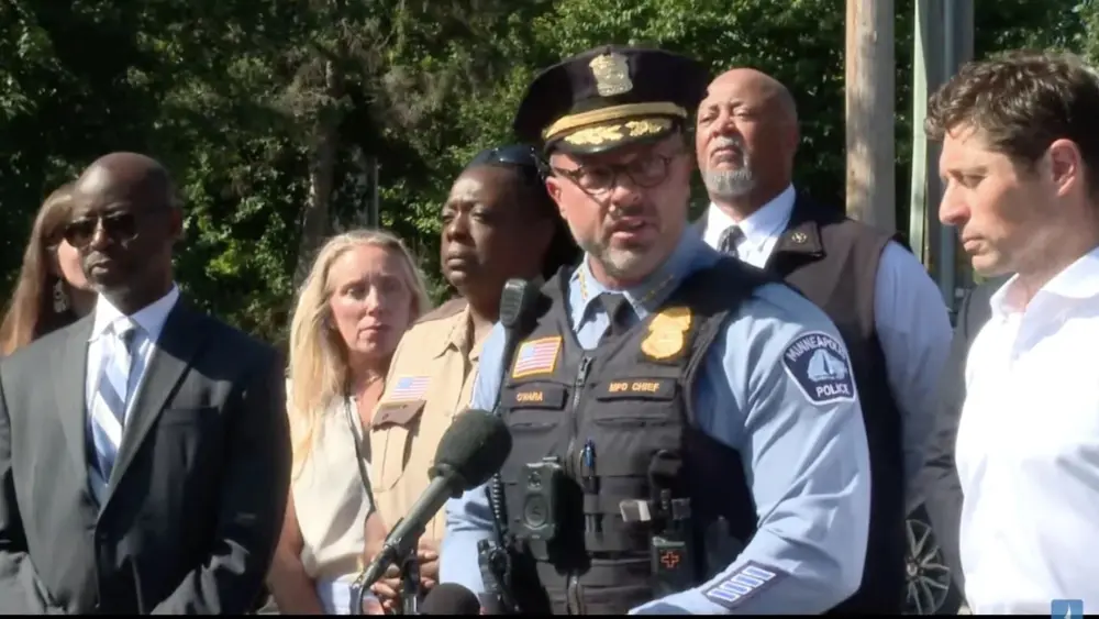 Minneapolis Police Chief Brian O'Hara speaks at a news conference on Aug. 27, 2025. City of Minneapolis