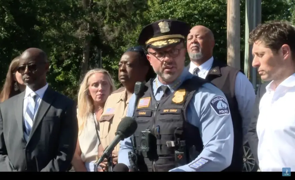 Minneapolis Police Chief Brian O'Hara speaks at a news conference on Aug. 27, 2025. City of Minneapolis