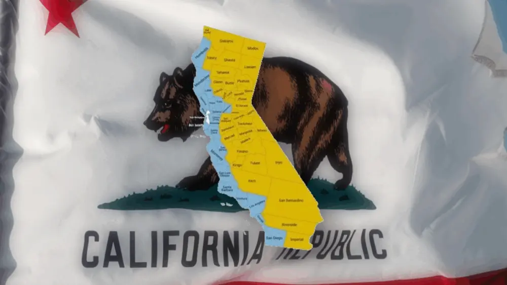 California Assembly Minority Leader James Gallagher and his Republican colleagues in the Legislature have proposed creating a new state consisting of 35 inland counties in this Aug. 27, 2025 map. Katja Townsend/California Assembly Republicans