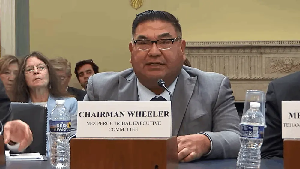 Nez Perce Tribal Chairman Shannon F. Wheeler before the House Natural Resources Subcommittee on Water, Wildlife, and Fisheries.