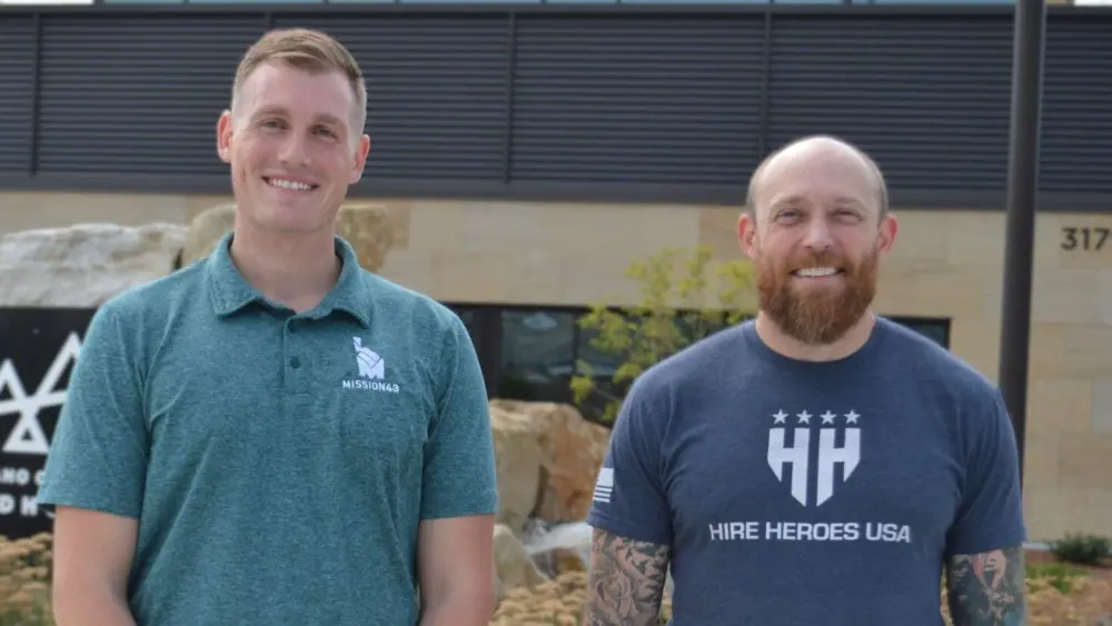 Dan McGurkin, left, and Ross Dickman help find employment opportunities and training for Idaho veterans through two nonprofits: Mission43 and Hire Heroes USA. (Laura Guido/Idaho Capital Sun)