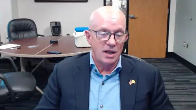 Sept 10, 2025 interview with Sheriff Keith Swank about his potential decertification from WA Criminal Justice Training Commission over social media posts he made. Screenshot from Zoom | Carleen Johnson