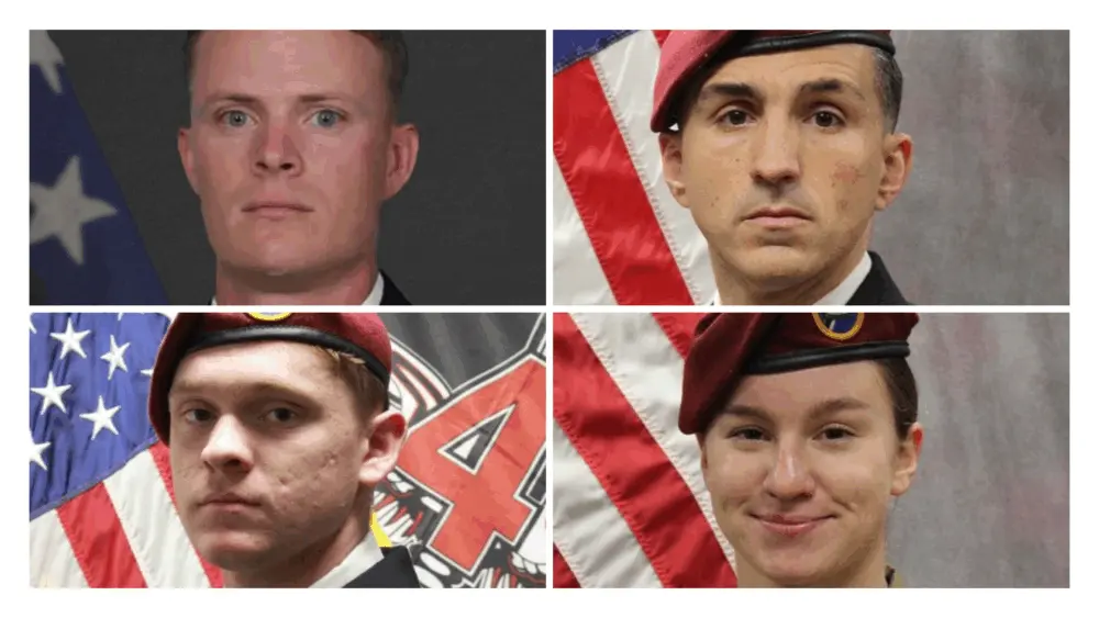 Chief Warrant Officer Three Andrew Cully, Chief Warrant Officer Three Andrew Kraus, Sgt. Donavon Scott, and Sgt. Jadalyn Good Photo Credit: U.S. Army Special Operations Command