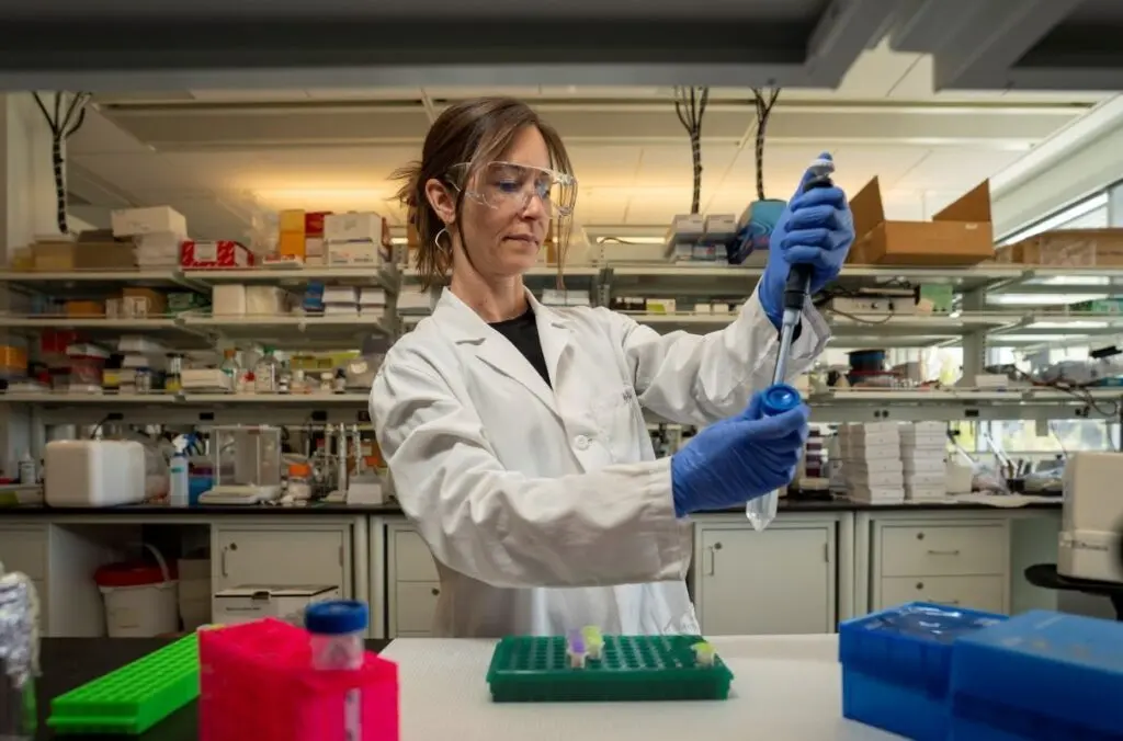 PhD candidate Erika English is working on research that supports a theory that has been building at WSU for years — the idea that our sleep is regulated in part by the micro-organisms produced in the intestines (Photo by Cori Kogan/WSU Spokane).