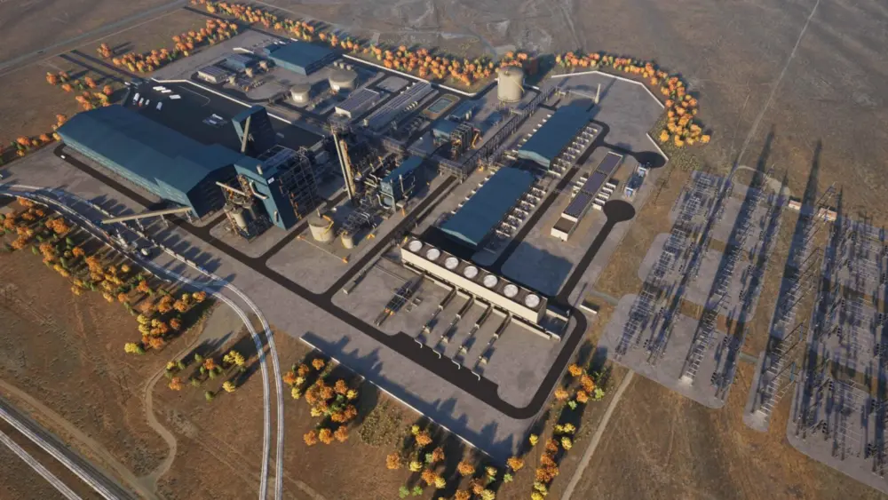 A proposed $1.5 billion “green” fertilizer factory near Richland, Washington, was the single most pricey component of the terminated Pacific Northwest Hydrogen Hub. (Rendering courtesy of Atlas Agro)
