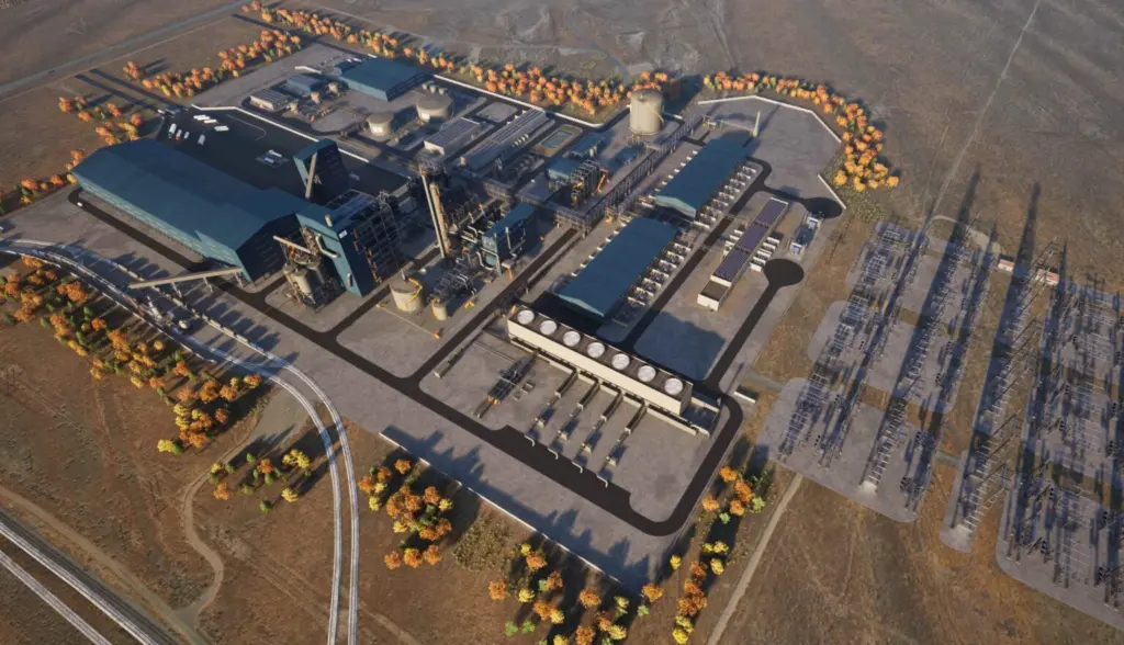 A proposed $1.5 billion “green” fertilizer factory near Richland, Washington, was the single most pricey component of the terminated Pacific Northwest Hydrogen Hub. (Rendering courtesy of Atlas Agro)