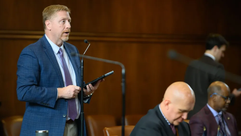 Sen. Daniel Bonham, R-The Dalles, works on the Senate floor on Thursday, June 26, 2025. (Photo by Laura Tesler/ Oregon Capital Chronicle)