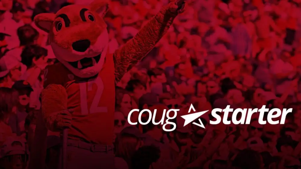 CougStarter is the WSU Foundation’s crowdfunding program, supporting student clubs and organizations across the state (composite featuring photo by Shelly Hanks, WSU Photo Services).