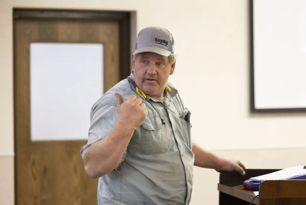 Dean Dimond speaks during a Sept. 22 appeals hearing at the Jerome County Courthouse, concerning an energy transmission line. (Drew Nash/Times-News)