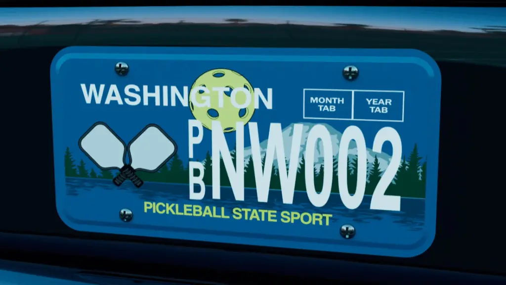 Washington began selling a specialty plate honoring Pickleball on Nov. 19, 2025. This is a sample of a personalized plate. (Seattle Metro Pickleball Association)