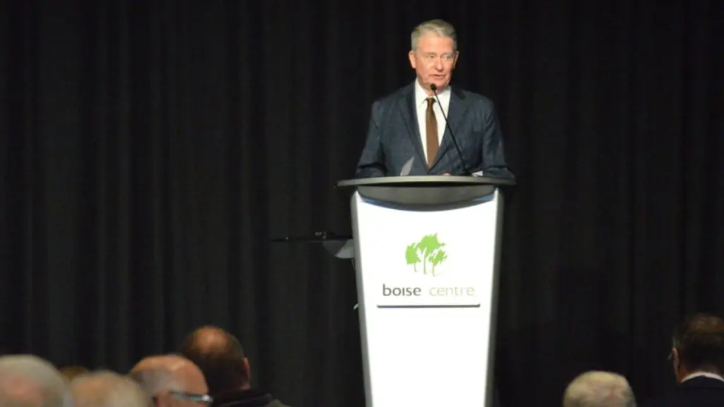 Gov. Brad Little speaks at the Associated Taxpayers of Idaho annual conference on Dec. 3, 2025, in Boise. (Photo by Laura Guido/Idaho Capital Sun)