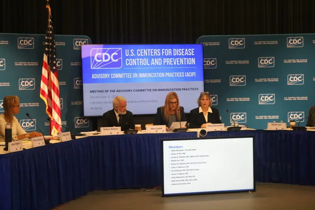 Members of a key CDC advisory committee, known as the Advisory Committee on Immunization Practices, met in Atlanta on Dec. 4. Maya Homan/Georgia Recorder