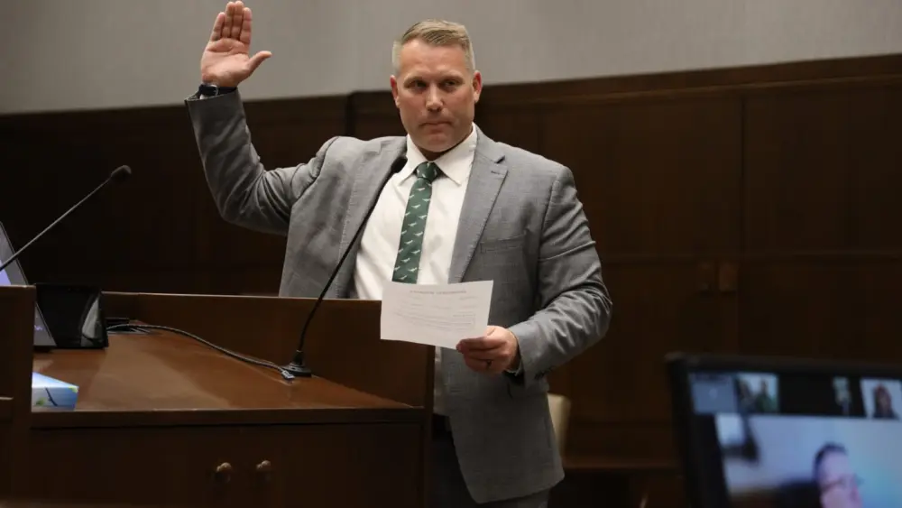Pete Serrano is sworn in as interim U.S. Attorney for Eastern Washington on Aug. 11, 2025. The appointment was 120 days. (Photo courtesy of Pete Serrano, via X)