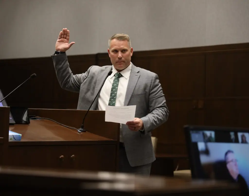Pete Serrano is sworn in as interim U.S. Attorney for Eastern Washington on Aug. 11, 2025. The appointment was 120 days. (Photo courtesy of Pete Serrano, via X)
