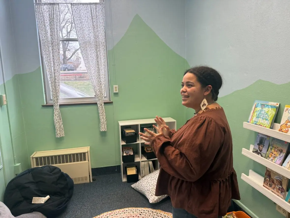 Moscow School District community HUB manager Vanessa Thomas gives a tour of the facility on Tuesday, Dec. 16, 2025. The program benefits from the Idaho Rural Scaling Full-Service Community Schools project, which the U.S. Department of Education has canceled. (Emma Epperly/EdNews)