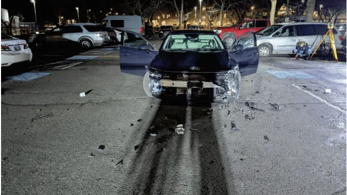 A photo of a damaged vehicle owned by U.S. Customs and Border Protection released after Thursday’s shooting in Portland by federal agents. (Courtesy of Federal Bureau of Investigation)