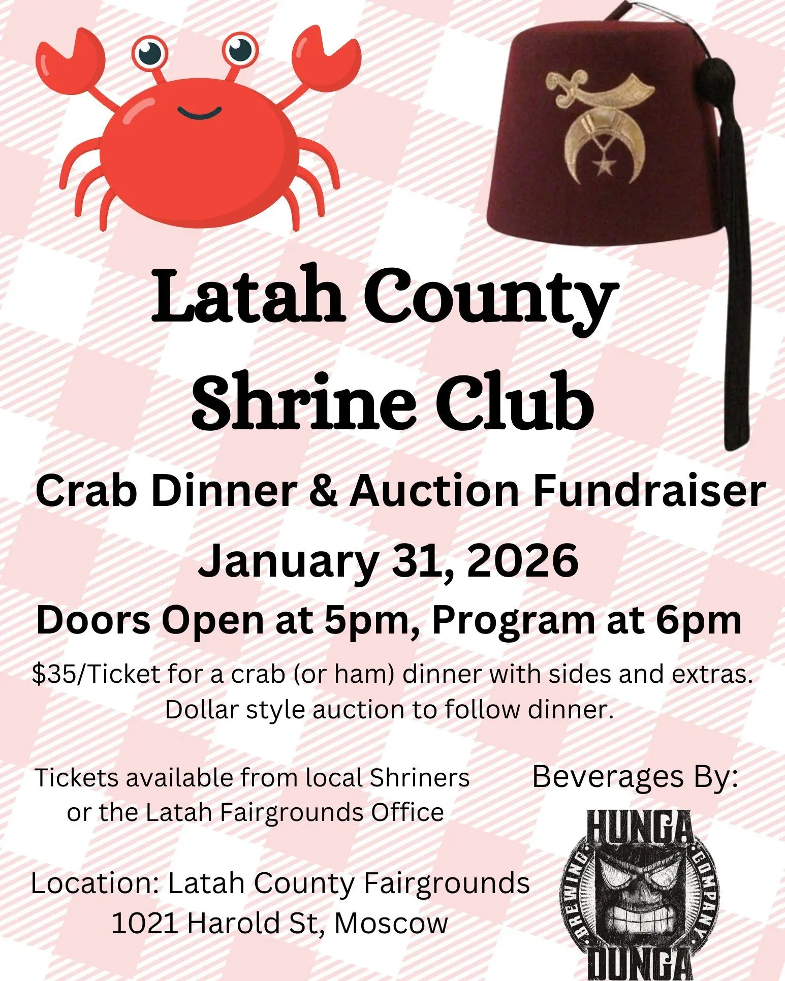 Latah County Shrine Club Crab Dinner & Auction Fundraiser