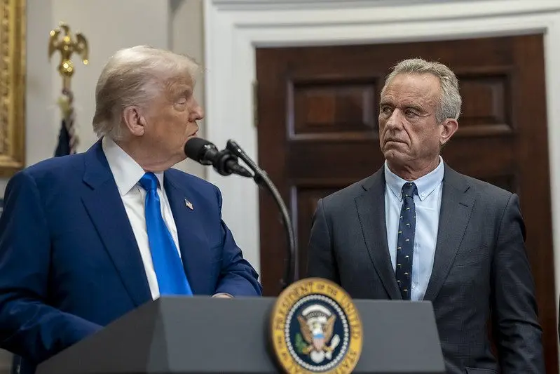 President Donald Trump holds a press conference with Health and Human Services Secretary Robert F. Kennedy Jr., Monday, May 12, 2025, in the Roosevelt Room. (Official White House Photo by Joyce N. Boghosian)