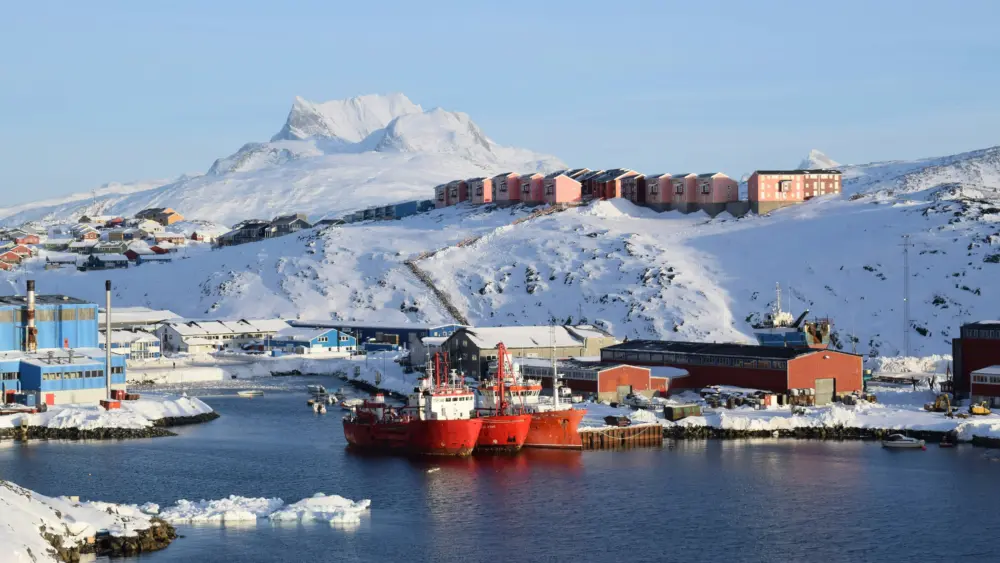 Sermitsiaq mountain as seen from Adolf Jensensvej (400 vej) Nuuk Greenland. Also showing Sarfaannguit and Nuussuaq.