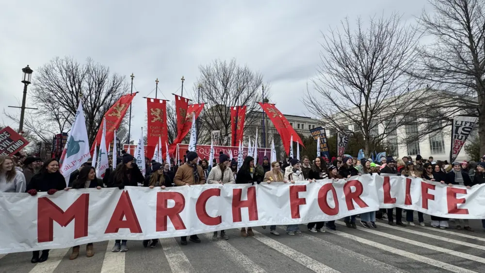 Anti-abortion activists from across the U. S. protest legal abortion at the annual March for Life on Jan. 23, 2026. (Photo by Sofia Resnick/States Newsroom)