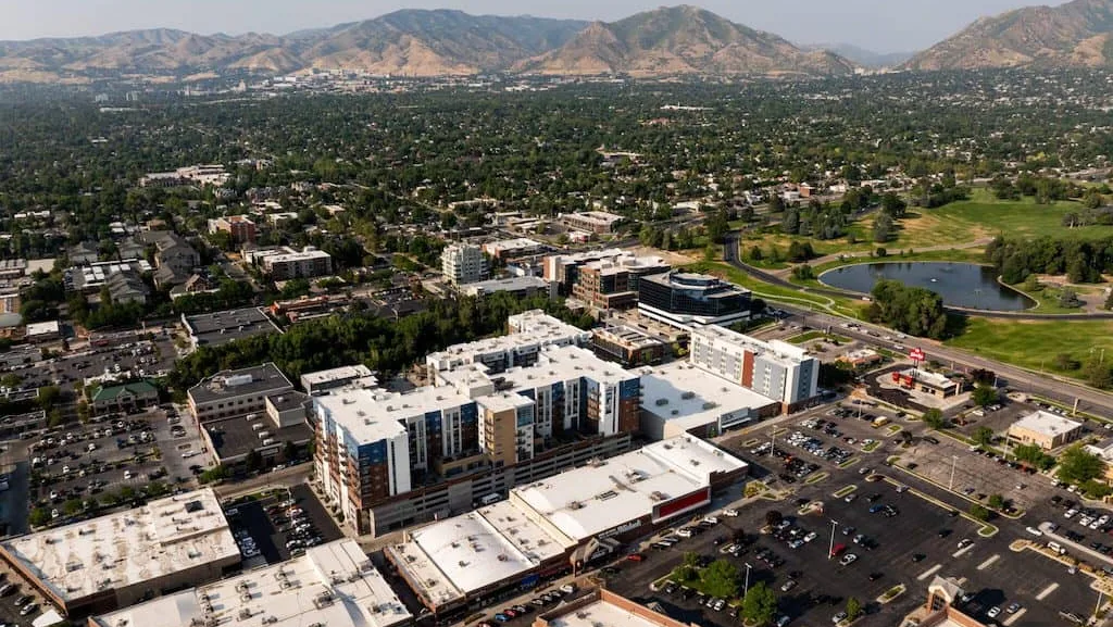Residential and commercial development in the Sugarhouse area of Salt Lake City is pictured in July 2024. A new study found Utah median household incomes increased at a higher rate than any other state over the past 50 years. (Photo by Spenser Heaps for Utah News Dispatch)