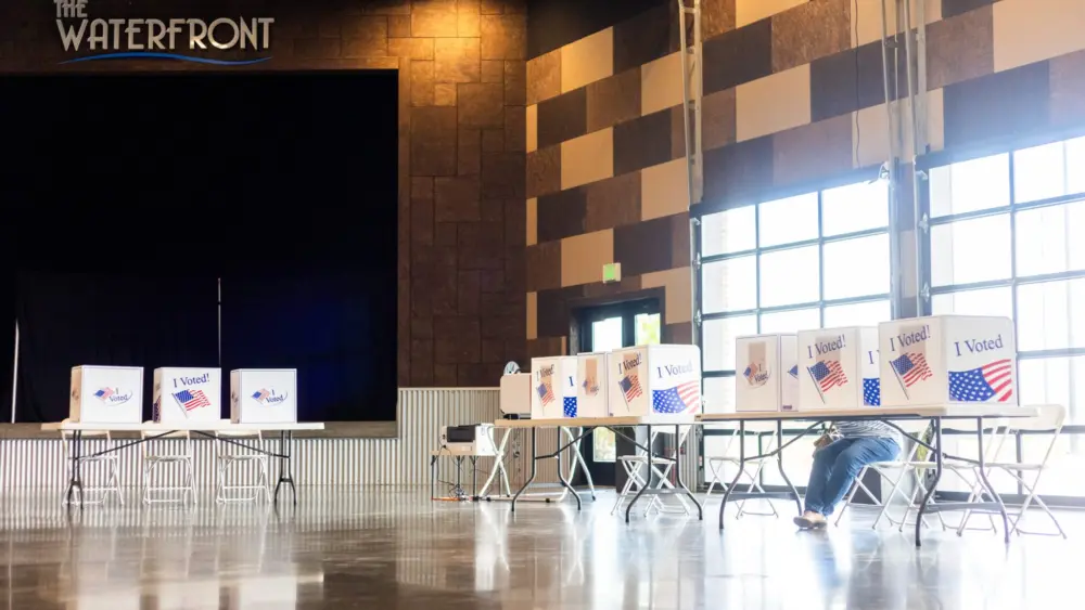 Bonneville County residents take part in the voting process during the May 21, 2024, primary election at The Waterfront Event Center in Idaho Falls. (Pat Sutphin for the Idaho Capital Sun)